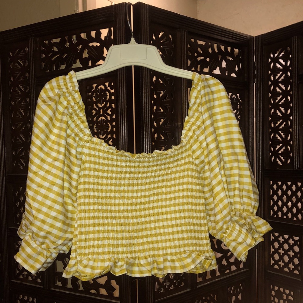 Gingham crop top, with ballon sleeves